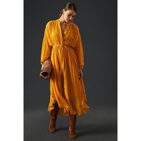allene shimmer midi dress Anthropologie Allene Shimmer Maxi Dress Size S